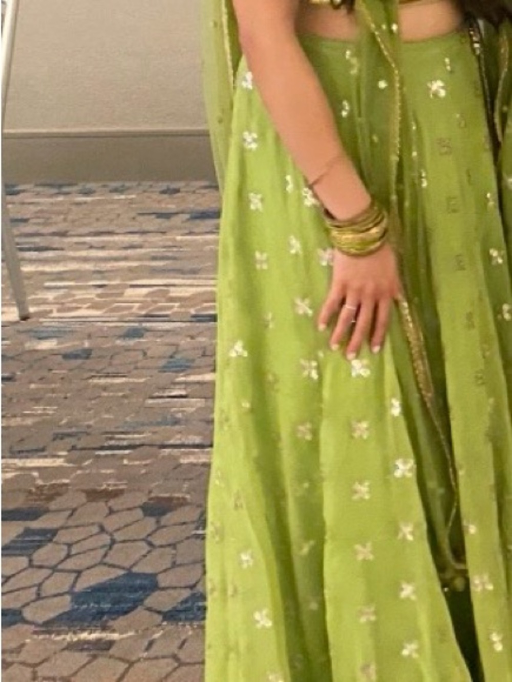 Lime Green Embroidered Traditional Blouse, Skirt, and Dupatta